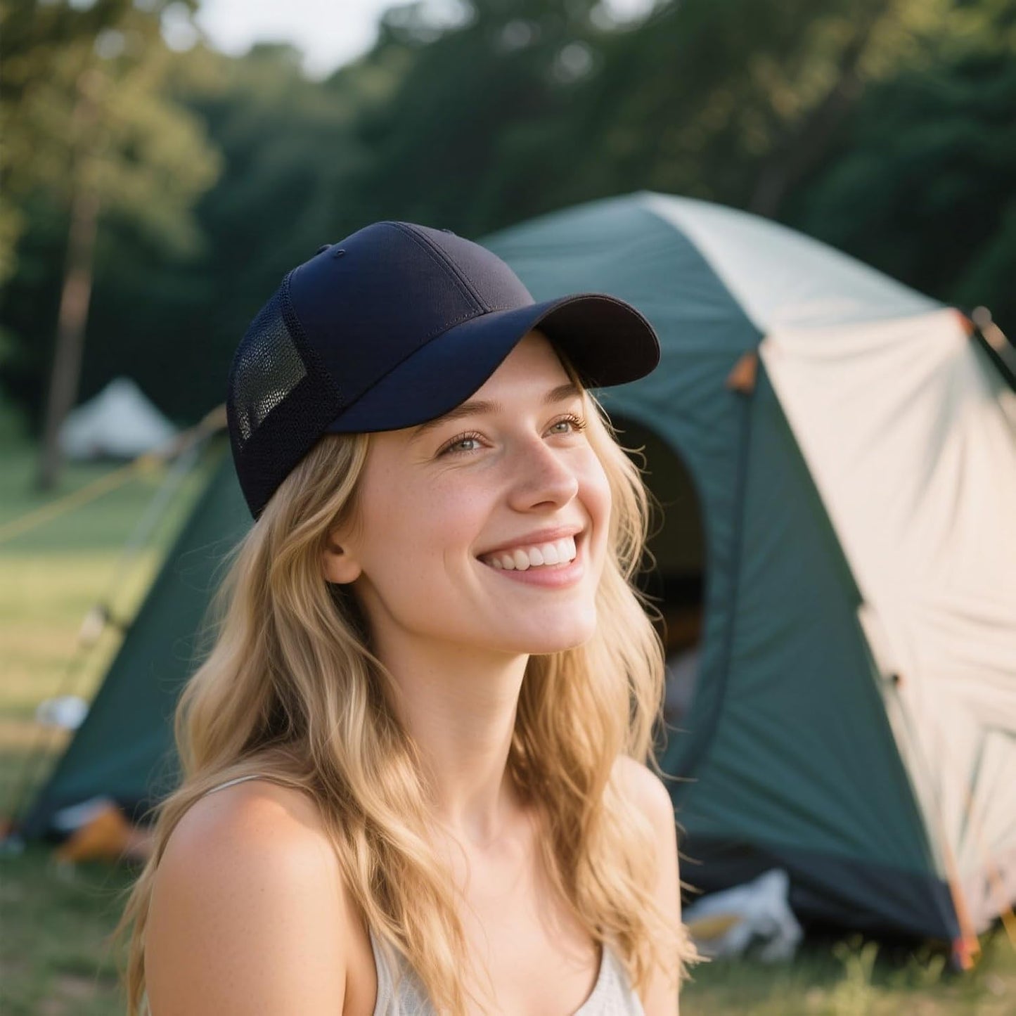 2-Pack Breathable Mesh Snapback Trucker Hats, Adjustable Baseball Caps for Men Women, Cotton-Poly Twill Outdoor