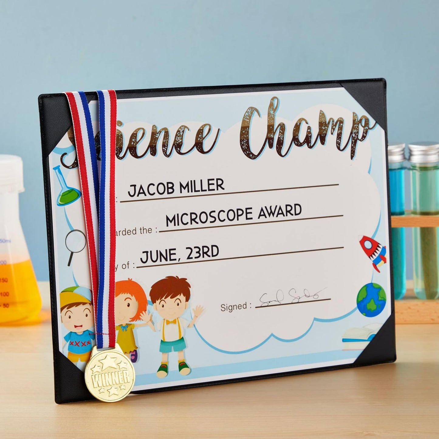 Juvale Gold Medals for Awards - 1.5 in Metal Winner Medals with 15.3 in Red, White & Blue Ribbon - Bulk 24 Pack for Kids & Adults Sports, Academic & Tournament Participation
