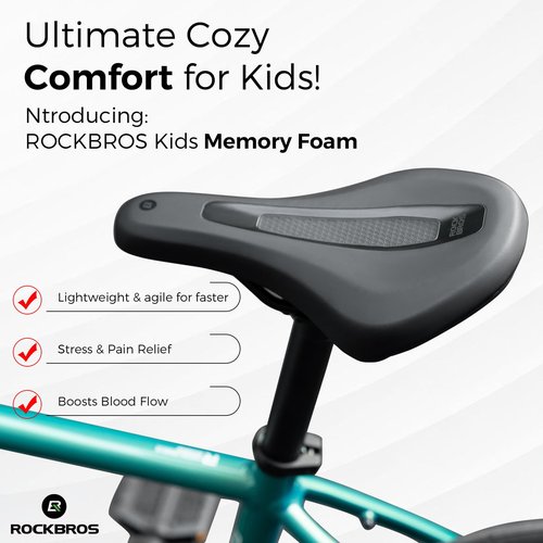 ROCKBROS Kids Bike Saddle Youth Replacement Bike Seat Kids Bicycle Seat with Ergonomic Design -3 Zone Concept - Waterproof, Enhance Young Little Riders for BMX, MTB & Road 16" to 24"