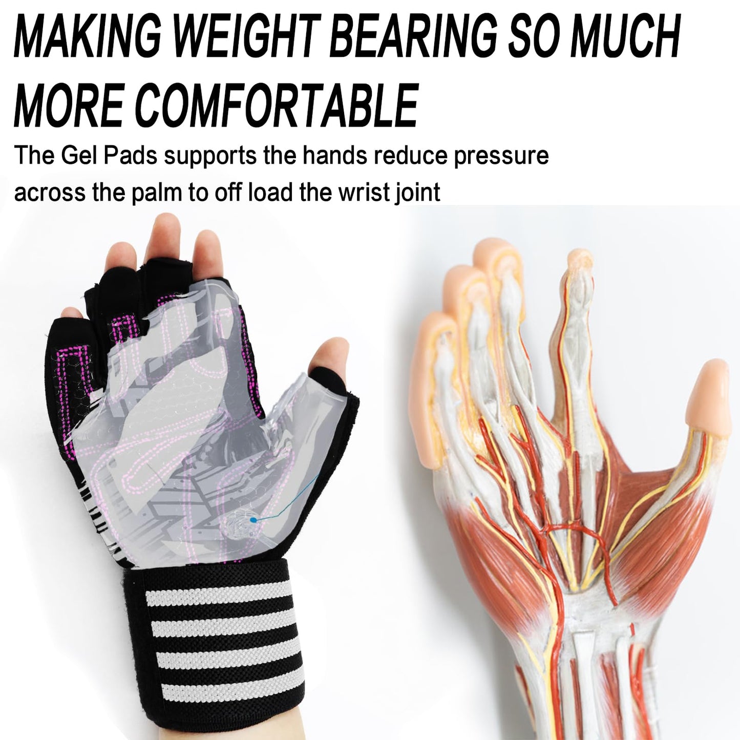 Weight Lifting Gloves for Women Gym Workout with Wrist Support,Padded Half Finger Gloves for Fitness Exercise