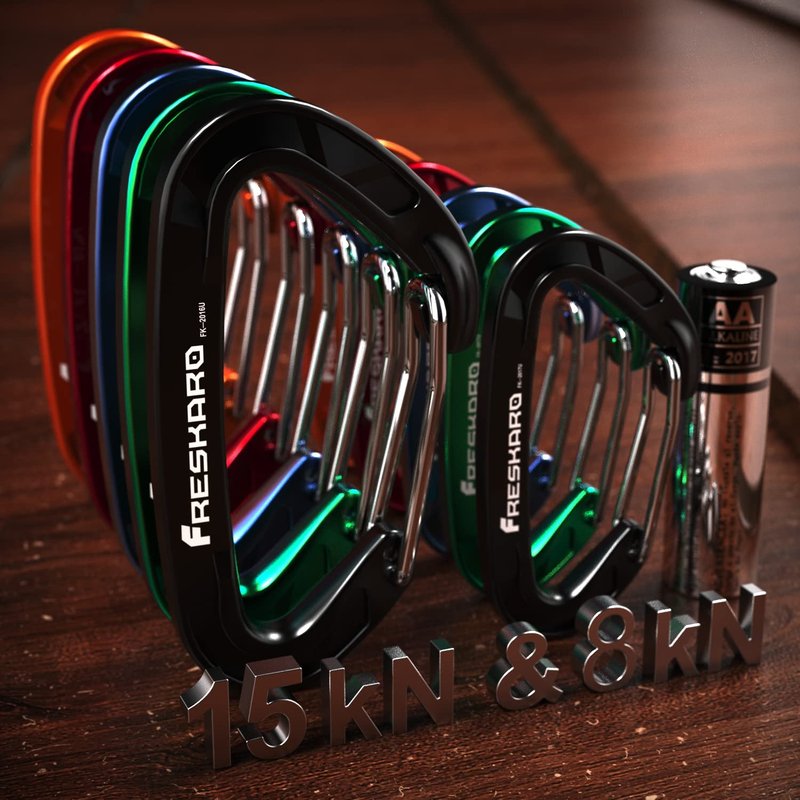 FresKaro 5pcs Nano Carabiner Clips, 8kN 1798lbs, Small Sturdy, Reliable Time-Tested Strong Spring Wiregate, Mini Size 2.37inch, Choice of 5colors