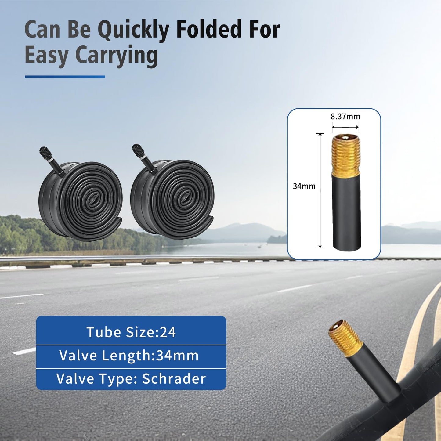 24 Inch Bike Tires Replacement Kits 2 Pack, HUIOK 24x1.75 Bicycle Tire Folding 24 Bike Tire Replacement with 2 Tubes and 2 Levers Suitable for Bicycle Tires 24x1.75 24x1.95 24x2.0