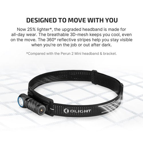 OLIGHT Perun 3 Mini Headlamp 1250 Lumens LED Head Flashlight,Rechargeable Headlight with Red Light Option,Perfect for Working, Hiking, Camping and Climbing (Cool White 5700K~6700K, Black)