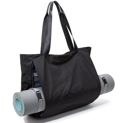 BOCMOEO Yoga Mat Bag, Black, 18*16*6.5 inch, Fits Any Size Mat, Waterproof, 30L Capacity, 7 Pockets, Adjustable Strap, Ideal for Yoga, Gym, Travel
