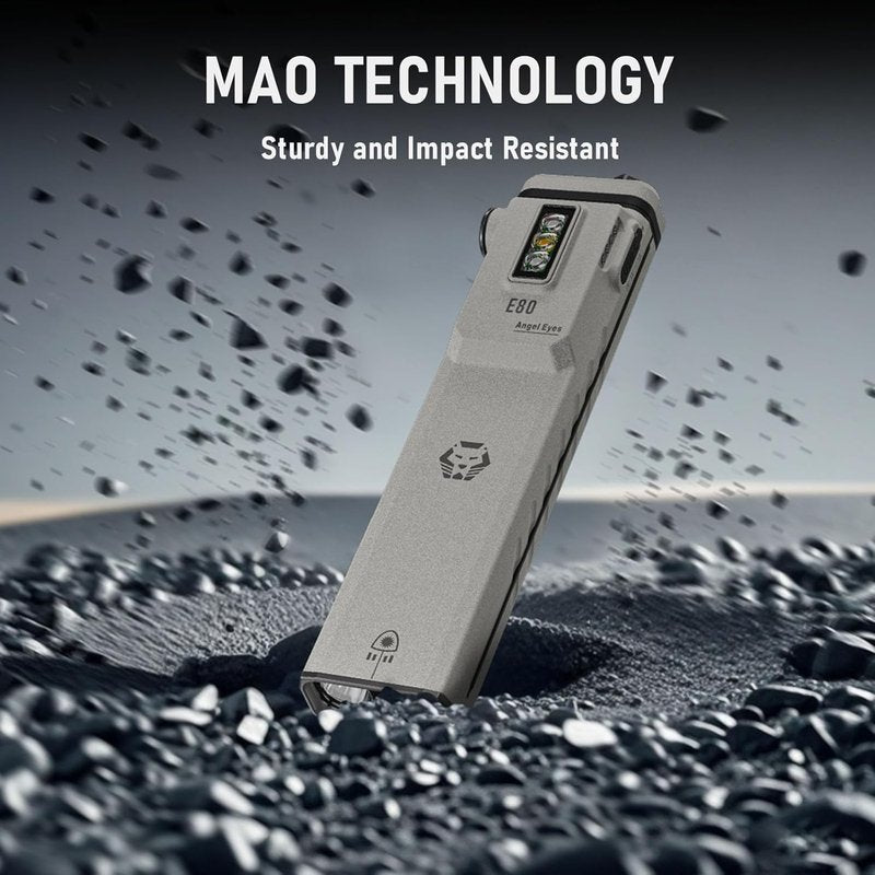 RovyVon Angel Eyes E80 Flat EDC Flashlight, 1800 Lumens Pocket Flashlight Rechargeable, Combines with Green Laser, UV, Red and White Light, 3000 mAh Battery, Marble