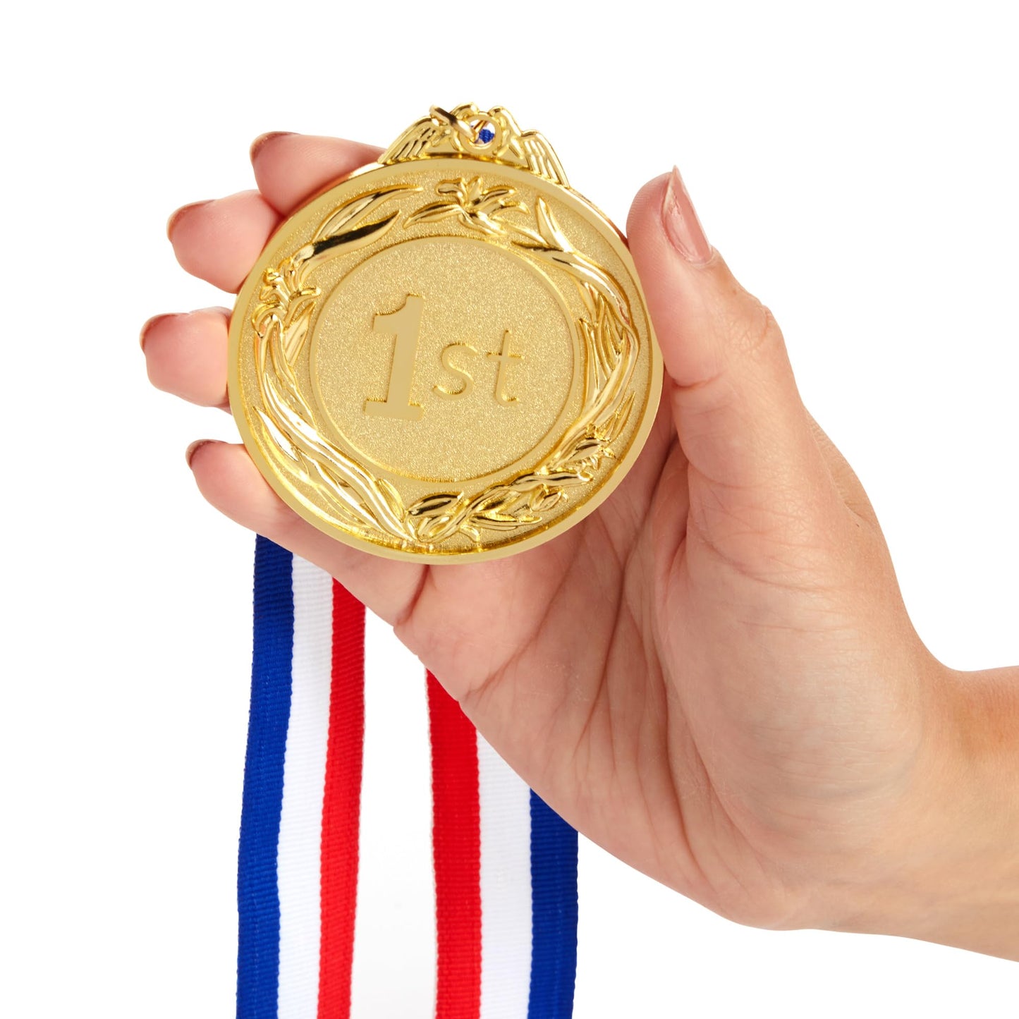 Juvale 6 Pack 1st Place Gold Medals with 16 Inch Neck Ribbon for Awards, Sports Tournaments, Soccer, Baseball (Round, Metal, 2.5 Inch Diameter) - Medals for Awards