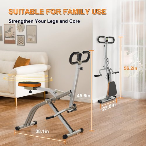RIVANO Squat Machine, Ab Workout Equipment, 265lbs Loading Capacity Rowing Machines for Home Foldable with Adjustable Resistance Bands and Display, Exercise Trainer for Botty Butt Thighs, Grey