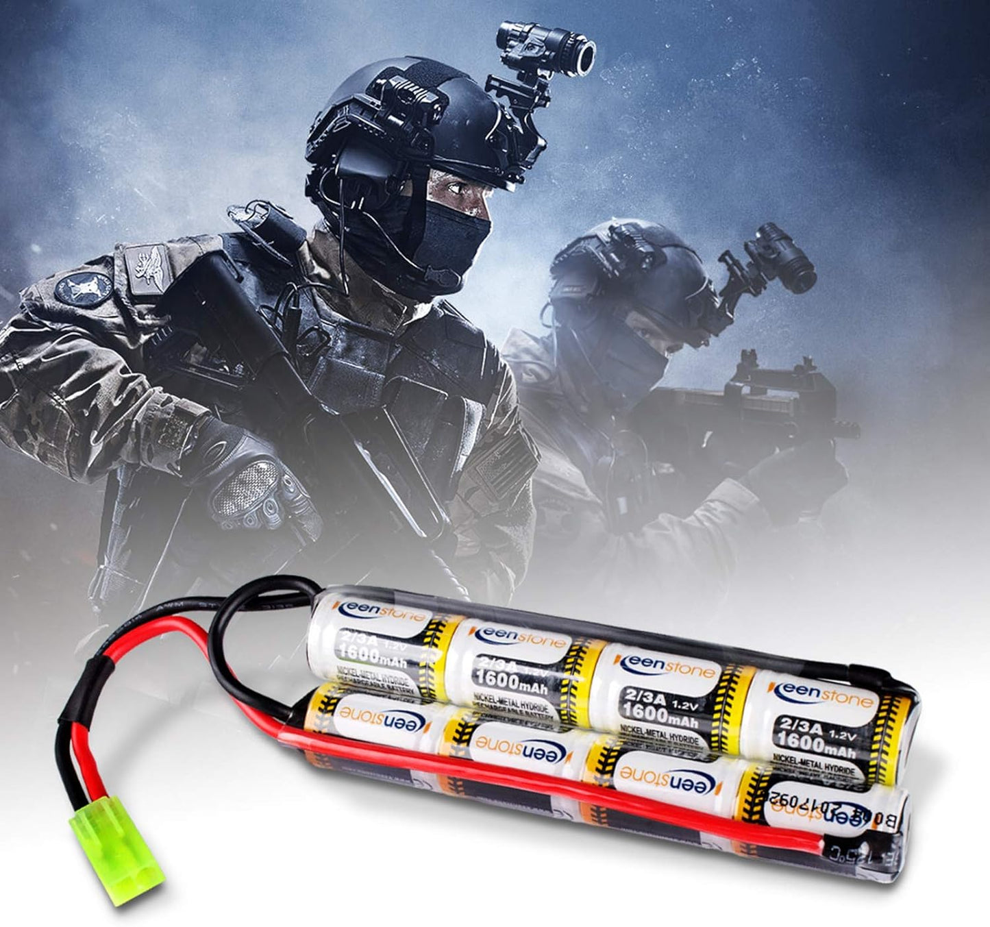 Keenstone 9.6V 1600mAh Butterfly Nunchuck Stick Mini Battery Pack with Mini Tamiya Connector for Airsoft Guns ICS CA TM SRC JG G36 G&M733 etc