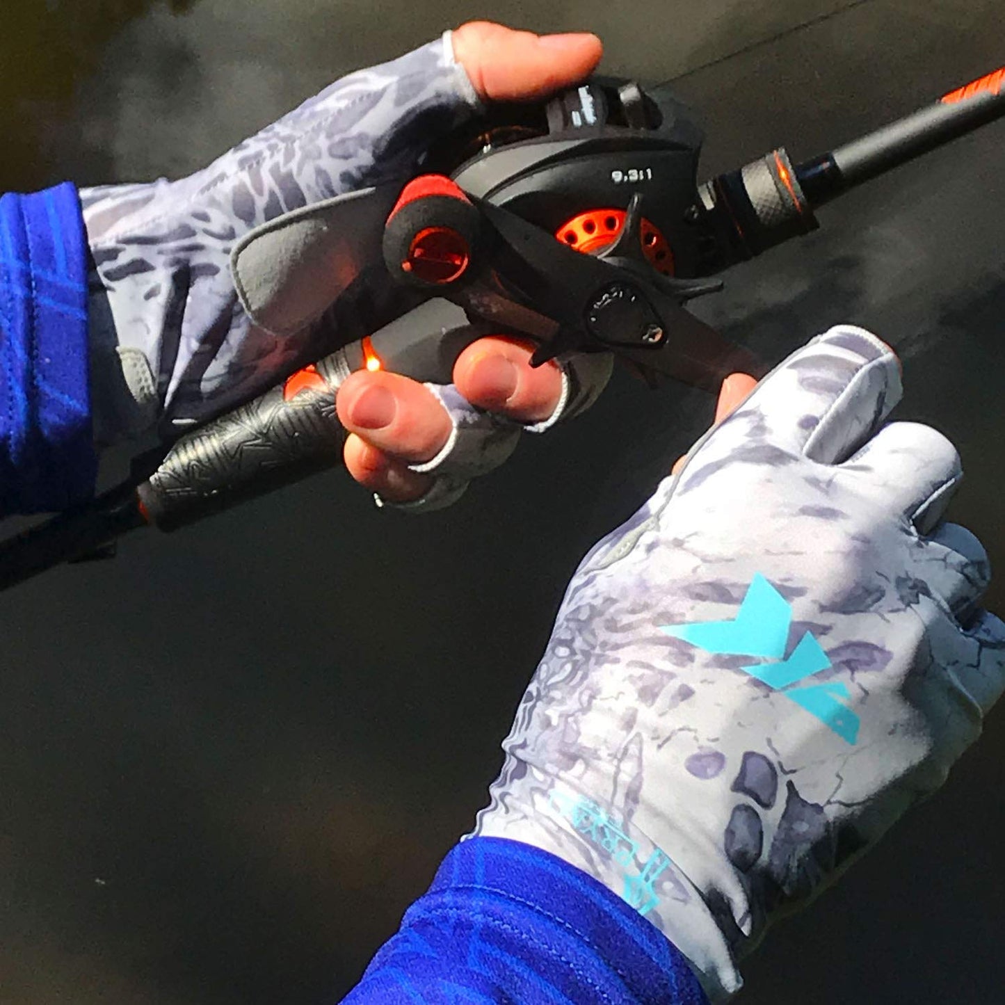 KastKing Sol Armis Sun Gloves UPF50+ Fishing Gloves UV Protection, Sun Protection for Outdoor, Kayaking, Rowing, Silver Mist, Large - X-Large