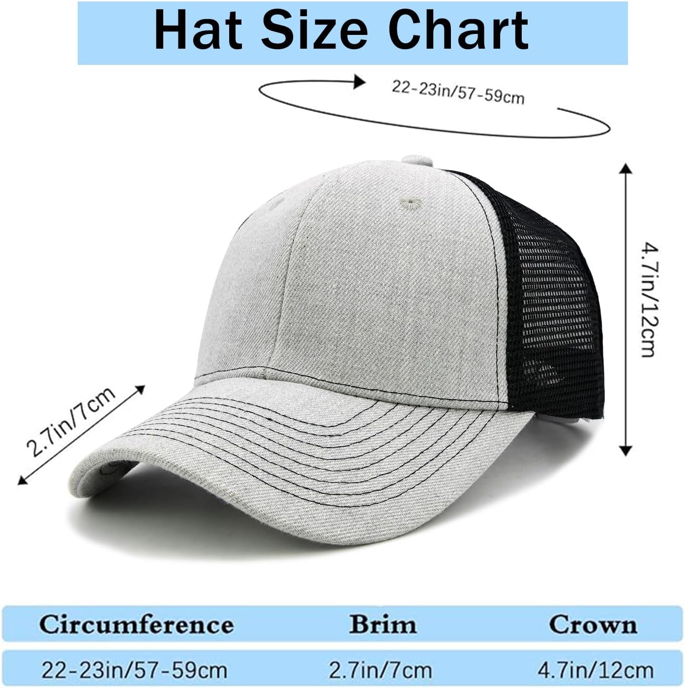 2-Pack Breathable Mesh Snapback Trucker Hats, Adjustable Baseball Caps for Men Women, Cotton-Poly Twill Outdoor