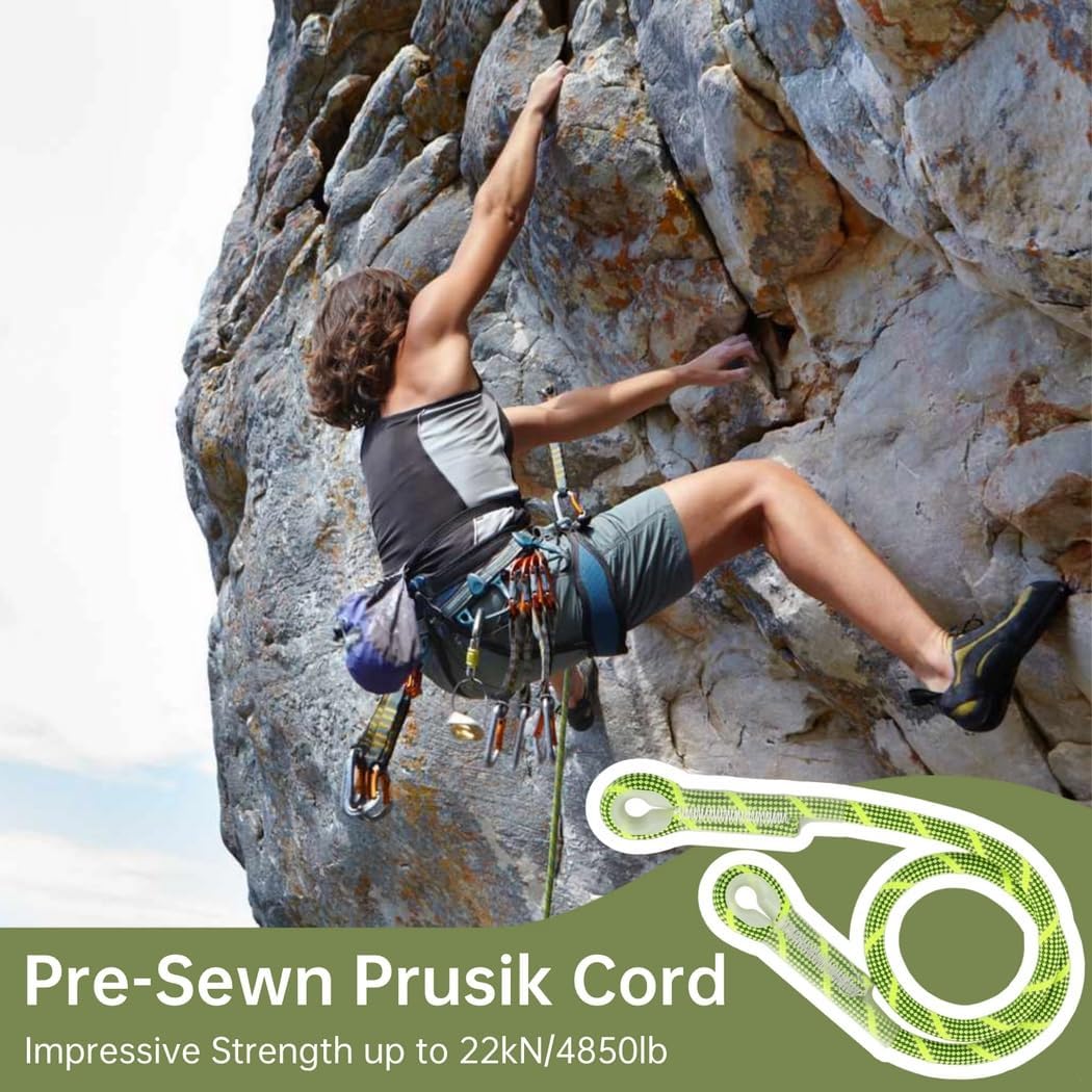 10Mm Prusik Cord 3-Pack, Pre-Sewn Eye-to-Eye Friction Rope, Nylon & Kevlar Heat-Resistant