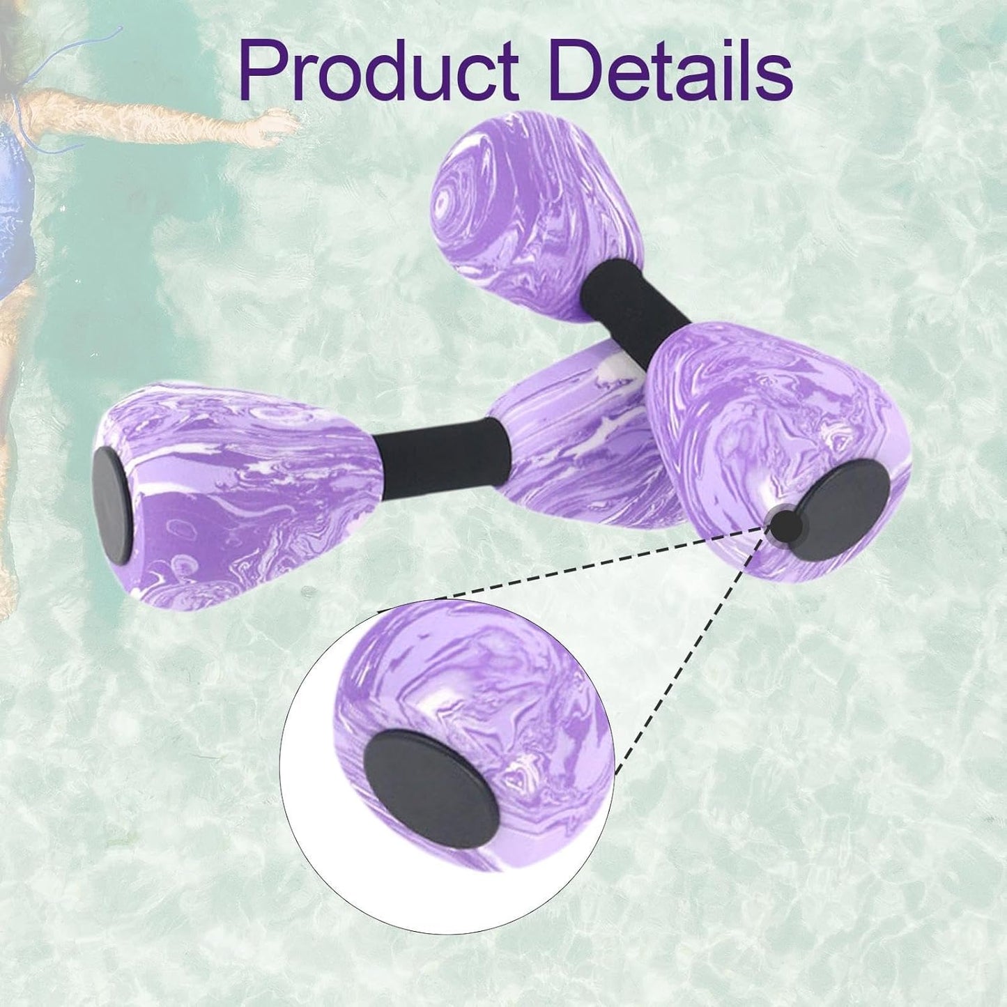 2 Pieces Aquatic Dumbbell Swim Barbell, Portable Swim Training Water Dumbells Fitness Equipment Pool Dumbbell for Gym Pool