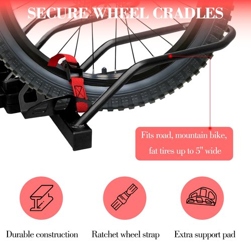 Hitch Bike Rack, 2-Bike Hitch Mount Bike Rack for Standard, Fat Tire and Electric Bicycles, Fits Cars, Trucks, SUVs, and Minivans, Folding Design, 220 lbs Capacity (Bent)