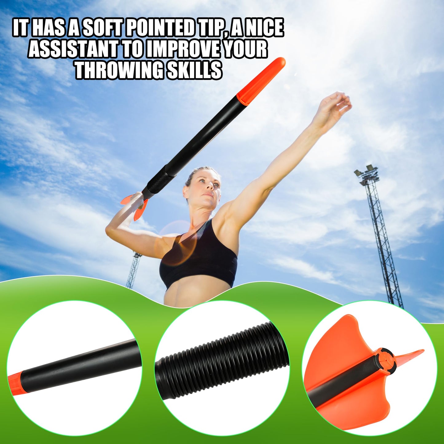 3 Pcs 300 Gram Plastic Training Javelin Throwing Equipment Field Javelins for Kids Adults Indoors or Outdoors Practice Throwing Skills