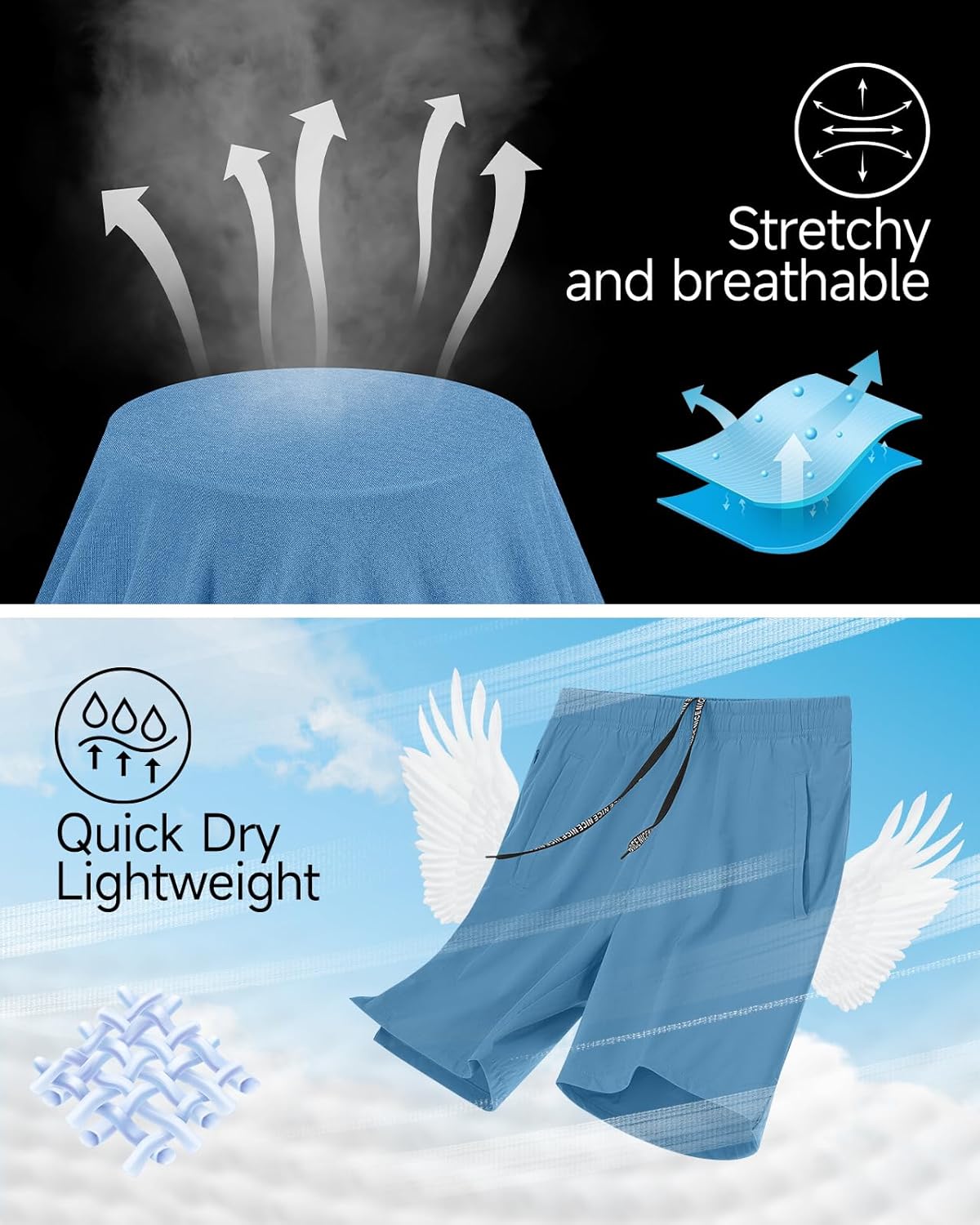 2 Pack Mens Athletic Workout Shorts 7 Inch Quick Dry Gym Shorts with Pockets, Sports Tennis Running Shorts for Men