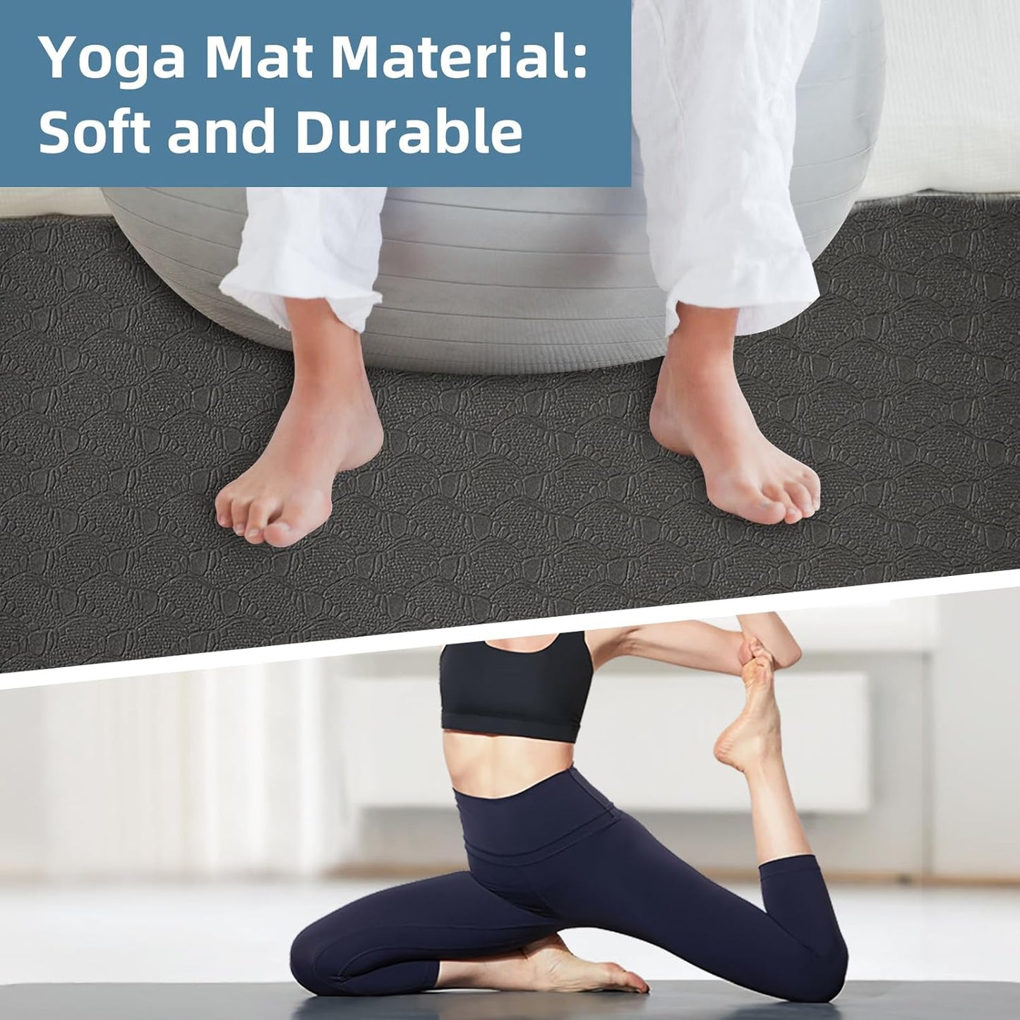 2PCS 0.24" Thick Mat Pads for Peloton Bike & Concept 2 Rower – Non-Slip Compact Floor Protectors for Small Spaces, Home Gym Use on Hardwood, Carpet & Tile, 25"x11.8"
