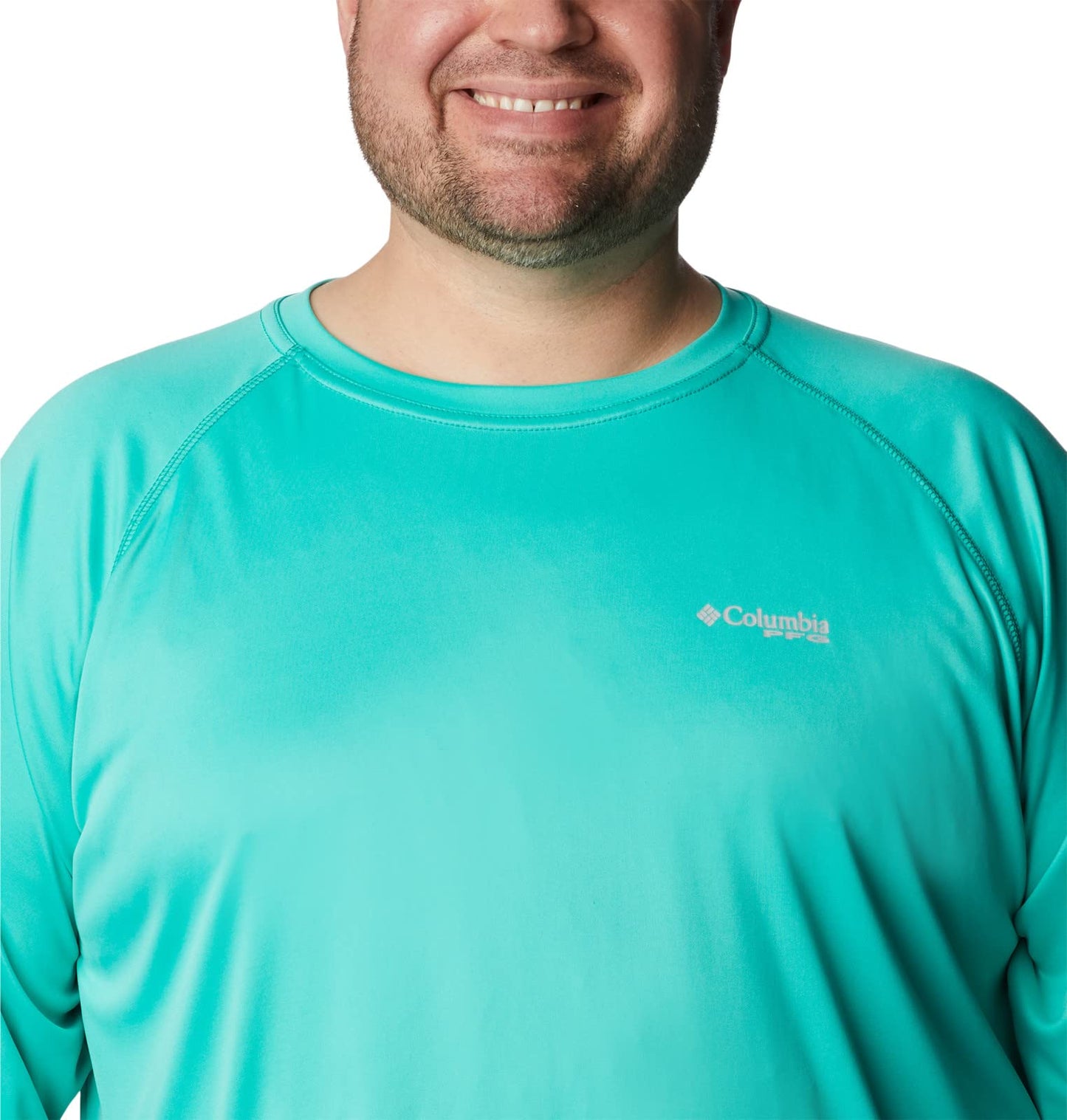 Columbia Men's Terminal Tackle Long Sleeve Shirt, Electric Turquoise/Cool Grey Logo, XX-Large
