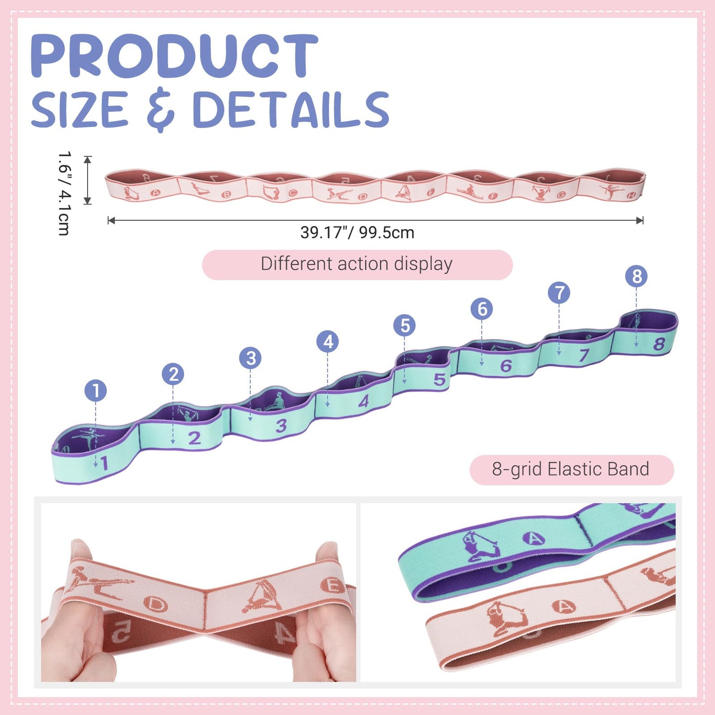 2PC Stretch Strap with Bag,Elastic Band for Cheer Equipment,Stretch Bands for Exercise,Yoga-Dance-Gymnastics&Pilates,Stretch Bands for Exercise,Portable Yoga Strap,Gym&Strap for Calf Stretching