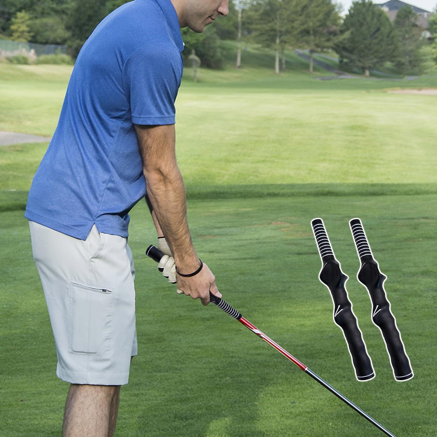 2 PCS Golf Swing Training Grip, Left-Hand Golf Club Grip Trainers, Golf Practice Aid for Beginner Learn Correct Grip Posture