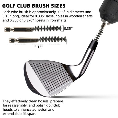 Calvana 10.5oz Golf Club Polish & Cleaner Kit, Instant Rust & Scratch Remover with 2 Stainless Steel Golf Cleaning Brushes & Microfiber Towel, Works on Drivers, Irons, Putters, Wood, Restores & Shines