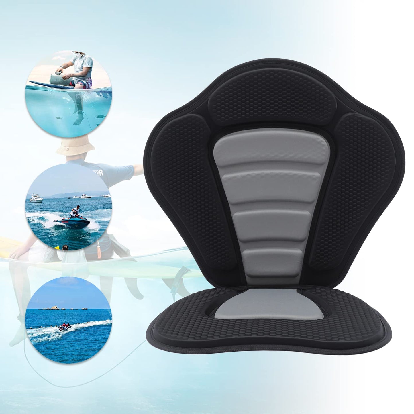 Kayak Seat Deluxe Padded Canoe Backrest Seat Sit Canoe SUP Seat Fishing Boat Seats with Back Support & Storage Bag for Kayaking Canoeing Rafting Fishing