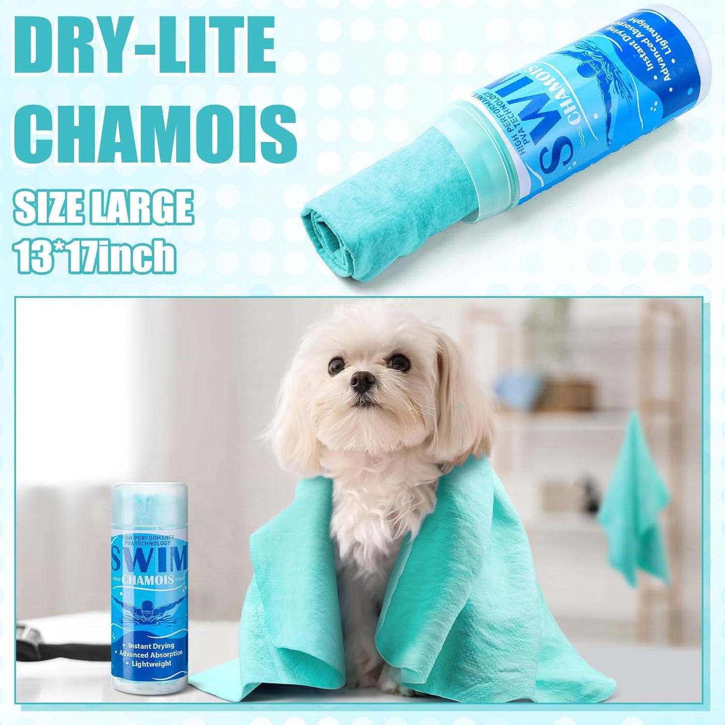 2 Pack Swim Chamois Towel Water Absorbent Quick Dry Towel Shammy Chamois Cloth for Swimming Car Drying Diving Water Sports Beach Shower Pool Swimmer Gift, 13 x 17 Inches