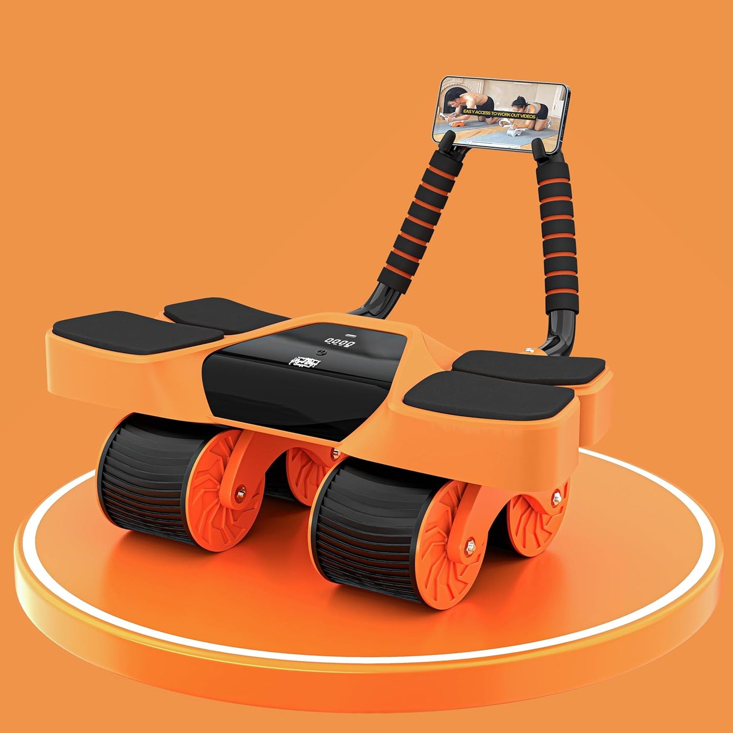 2025 New 4-Wheel Abdominal Roller with Elbow Support : Latest Upgraded High-Performance Exercise Machine With Automatic Rebound, Multi- layered Anti-Slip Design with Calorie Counting LCD Screen
