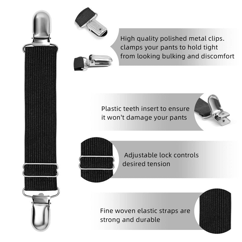 QoeCycth Adjustable Boot Straps Pant Stirrups Clips Boot Clips for Women and Men Motorcycle Biker Smooth Jeans Trousers Bed Sheets, Mattress Covers,Curtain and Seats Cushion