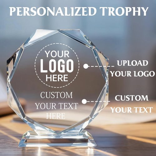 Spricoz Personalized Crystal Trophy Award - Plaques Personalized Engraved Names for Employee Recognition - Coworker Employee Appreciation Gift - Anniversary Farewell Retirement Gift (White)