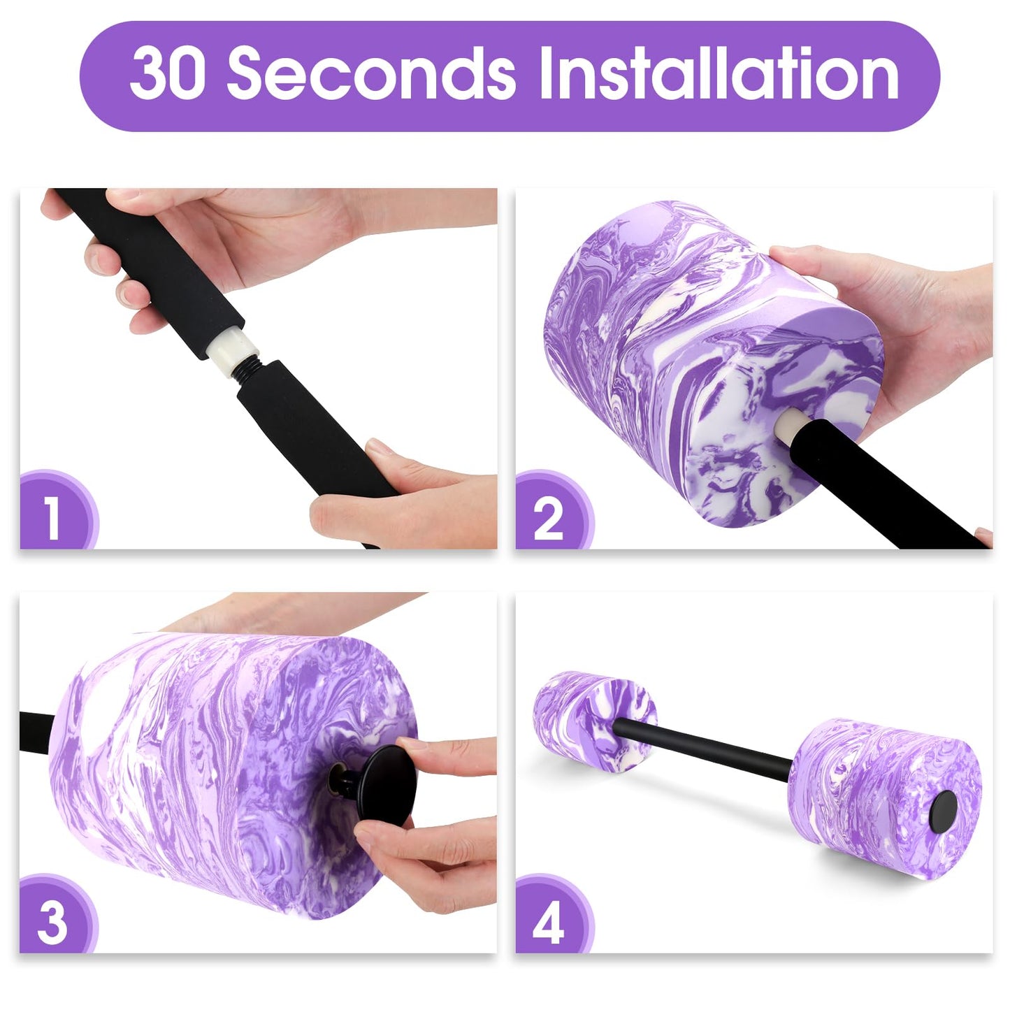 IEBIYO 29.3’’Swimming Barbell Swim Dumbbell with Water Exercise Discs High Density EVA Foam Aquatic Exercise Equipment Swimming Aid for Adults (Purple)