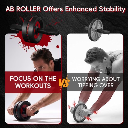 EnterSports Ab Roller Wheel for Abs Workout - Abdominal Exercise Equipment with 2 Knee Pads for Home Gym, Core Strength Training, Fitness Equipment for Men & Women (Red)