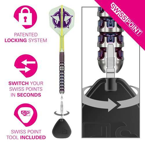 TARGET Luke Littler World Champion Steel Tip Swiss Point Darts, 90% Tungsten Darts Set, 23G | The Nuke 2025 Special Edition K-Flex, Key Ring, Spare SLK Swiss Points and Premium Tool Included