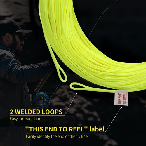 Maxcatch Fly Fishing Line Combo Kit, Weight Forward Floating Line with Two Welded Loops, Backing Line, Tapered Leader and Tippet (Fluo Yellow, WF6F-100FT)
