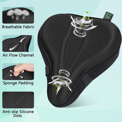 Zacro Bike Seat Cushion - Padded Gel Bike Seat Cover for Men & Women Comfort, Extra Soft Bicycle Saddle fit with Peloton, Spin Stationary Exercise