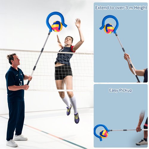 Adjustable Volleyball Spike Trainer with Question Mark Hook-Durable Lightweight Hitting Trainer Equipment for Serving, Spiking and Jump Training-Real Ball Feel - Ideal for Beginners and Pros (No Ball)