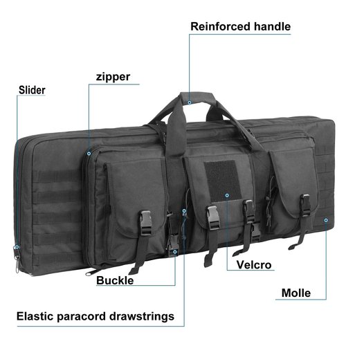 ZSearARMY Double Rifle Bag Firearm Transportation Long rifle Case Outdoor GUN Cases Water Dust Resistant Gun Bag for Tactical, Hunting, training, CS,Available Length in 42" Black
