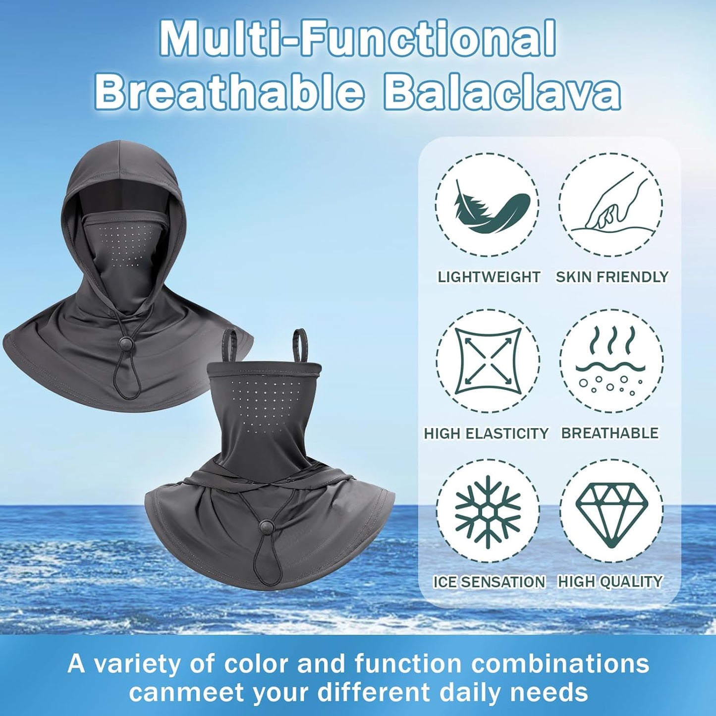 3 Pack Summer Balaclava Sun UV Protection Hood Breathable Full Head Mask Face Cover for Men Women Motorcycle Cycling Fishing