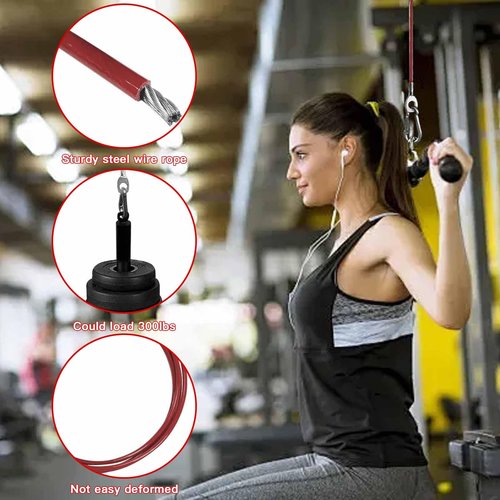 AIKESIWAY Replacement Cables for Home Gym, Fitness Pulley Cable, Weight Machine Replacement Cable -Thick 5mm(0.2inch) Heavy Duty Steel Wire Rope for Home Gym Cable (Type-B, 177'')