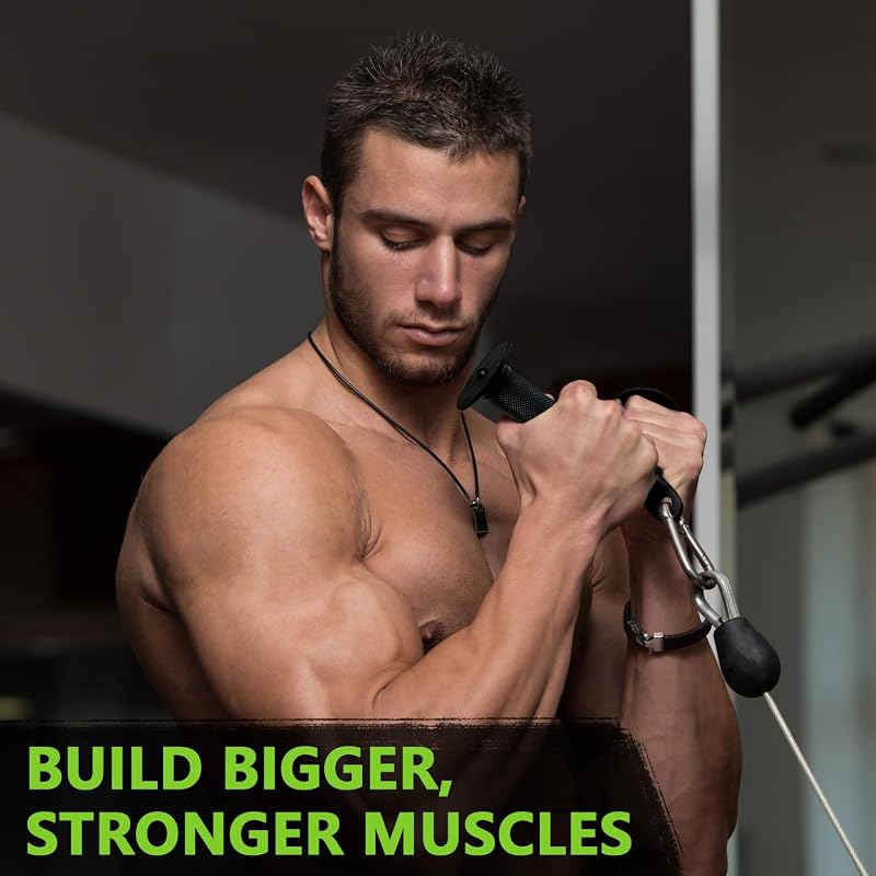 Tricep Push-Down V Bar Attachment – 5.9 x 11.5 in, Non-Slip Rubber Grip, Steel, Black (Variation: Black V Bar)