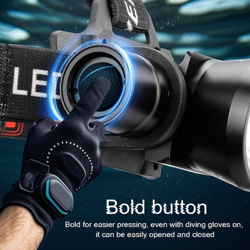 HECLOUD 3000 Lumens Super Bright Diving Headlamp IP68 Waterproof Dive Flashlight Rechargeable Underwater Headlight with 3 Modes Perfect for Scuba, Night Snorkeling and Underwater Exploration