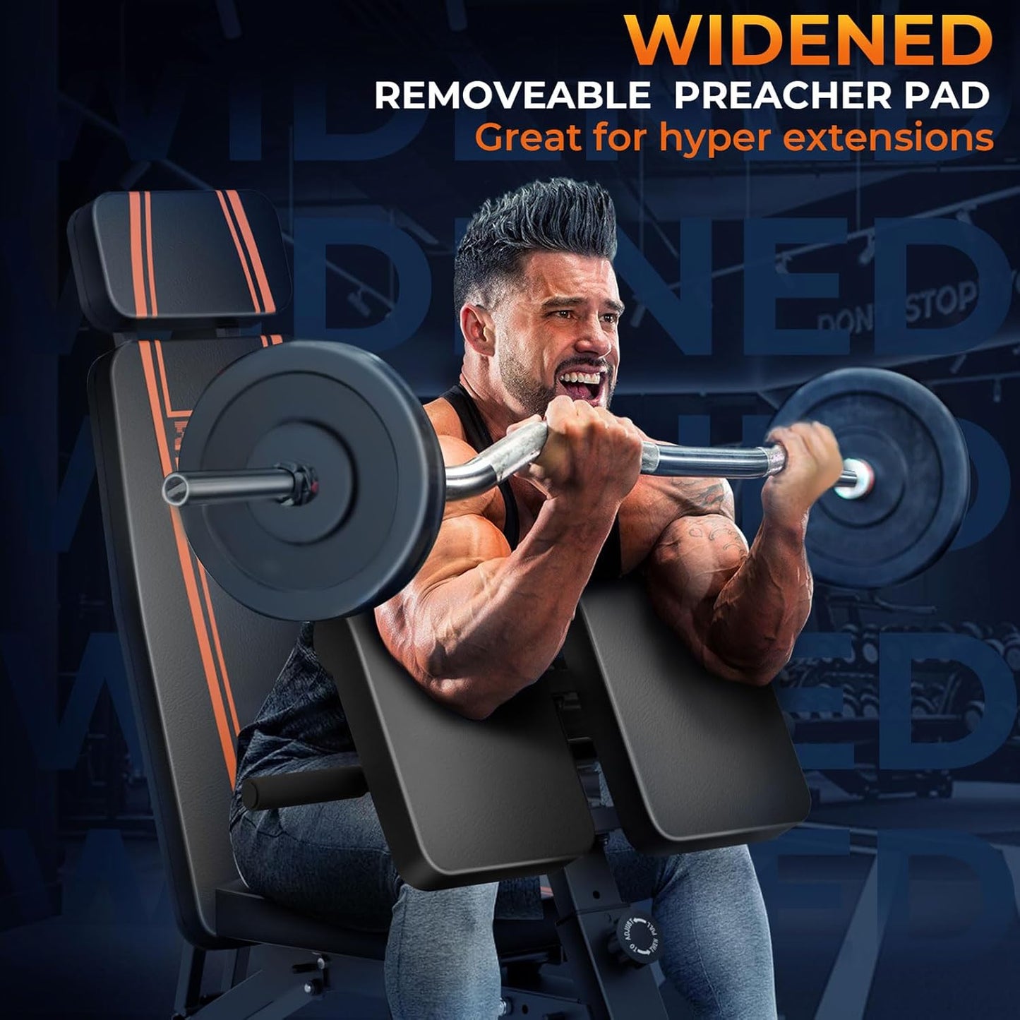 1000LBS Adjustable Weight Bench - Heavy Duty Workout Bench Press with Handle for Home Gym Exercise, Roman Chair Ab for Hyper Back Extension with Handle, Sit Up Flat Incline Decline Bench for Full Body