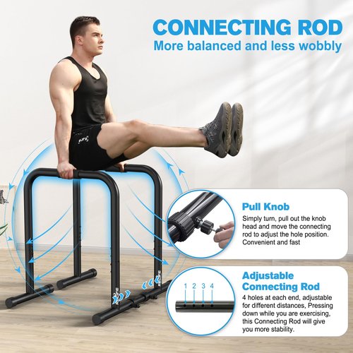 RELIFE REBUILD YOUR LIFE Dip bars &Dip Station Functional Heavy Duty Dip Stands Fitness Workout Dip bar Station Stabilizer Parallette Push Up Stand (Black)