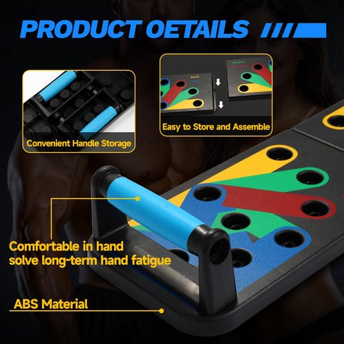 Push Up Board 9-in-1, Multi-Functional Workout Equipment for Home Gym - Strength Training & Chest, Arm, Core Exercises for Men & Women, Burn Fat & Build Muscle 
