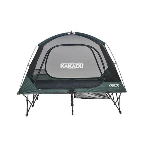 Kakadu Camping Tent Cot, 2 Person, Quick Setup, Folding, Compact, Elevated Tent with BlockOut Rain Fly, Awning Poles, Ultra-Fine Mesh Windows, and Carry Bag