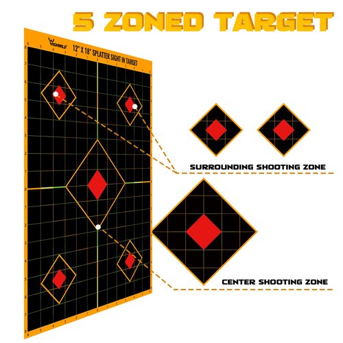 Highwild Sight in Splatter Paper Targets - Splash Effect of Multiple Colors - 12x18 Inch (10 Pack)