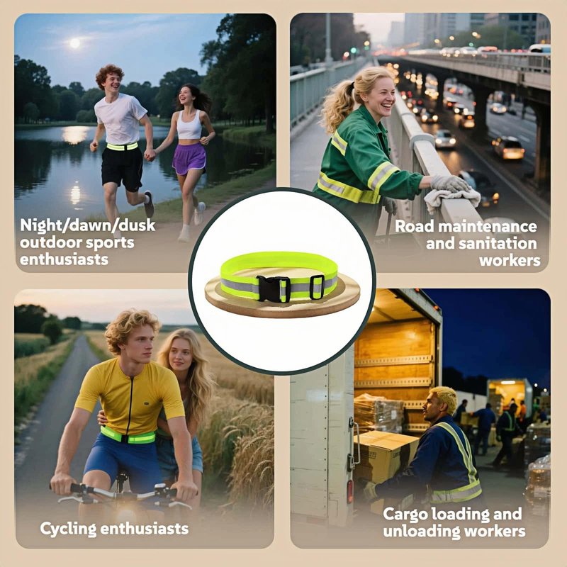 RyanDesign Reflective Safety Belt - Adjustable Military-Grade Elastic Strap for Running, Cycling, Motorcycle | High-Visibility Lime Green | Day & Night Protection (26"-50" Waist)