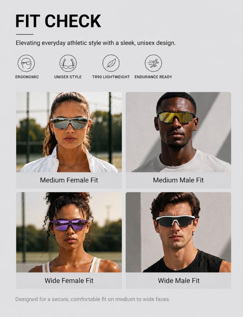 TIJN Anti-Slip Sports Sunglasses for Men Women, UV400 Running Baseball Cycling Golf Hiking Fishing Wrap Around Outdoor Glasses, Mechapulse
