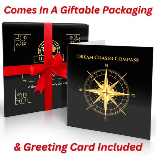 The Dream Chaser Compass in Wooden Box - 2025 Graduation Gifts for Him, College, High School, Birthday Gift Idea for Son, Boys, Daughter - Greeting Card Included, Inspirational, Motivational Present