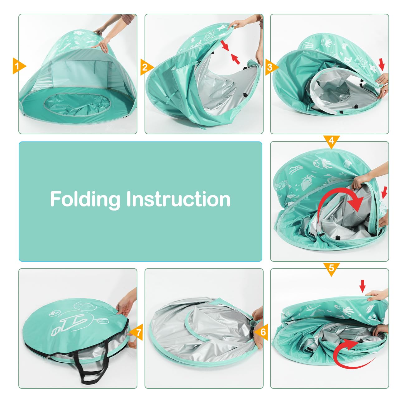 Zooawa Baby Beach Tent with Pool, Pop Up Beach Tent Sun Shade for Infant