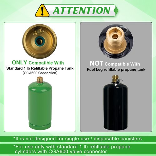 HappyAlley Propane Refill Adapter for 1lb Tank with 3 Cylinder Stand, QCC1 Refill Adapter 20lb to 1lb Converter with Gauge and On/Off Control Valve for Refillable Propane Cylinder, CGA600 Connection